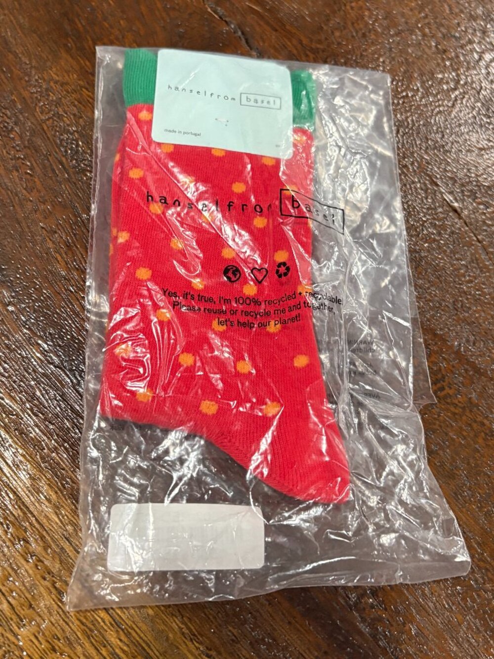 Hansel from Basel Socks Red Orange Polka Dot  NEW